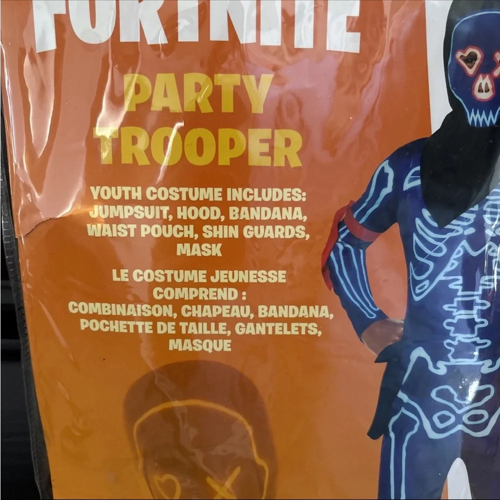 FORTNITE Party Trooper Kids Costume - Black and Blue L (10-12)